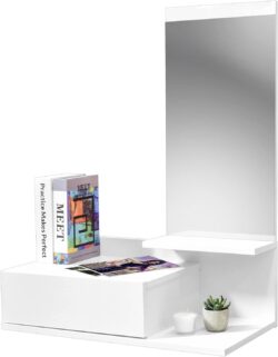 Mesa Moderna con Espejo, Cajón y Espacio de Almacenamiento