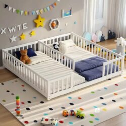 Cama Montessori con Barandillas de Seguridad - Color Blanco